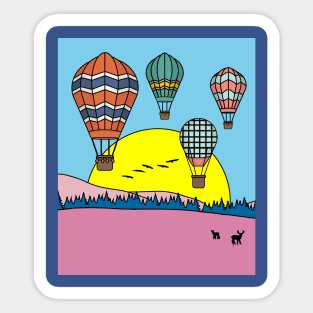 Retro Hot Air Balloons Balloon Ride Sticker